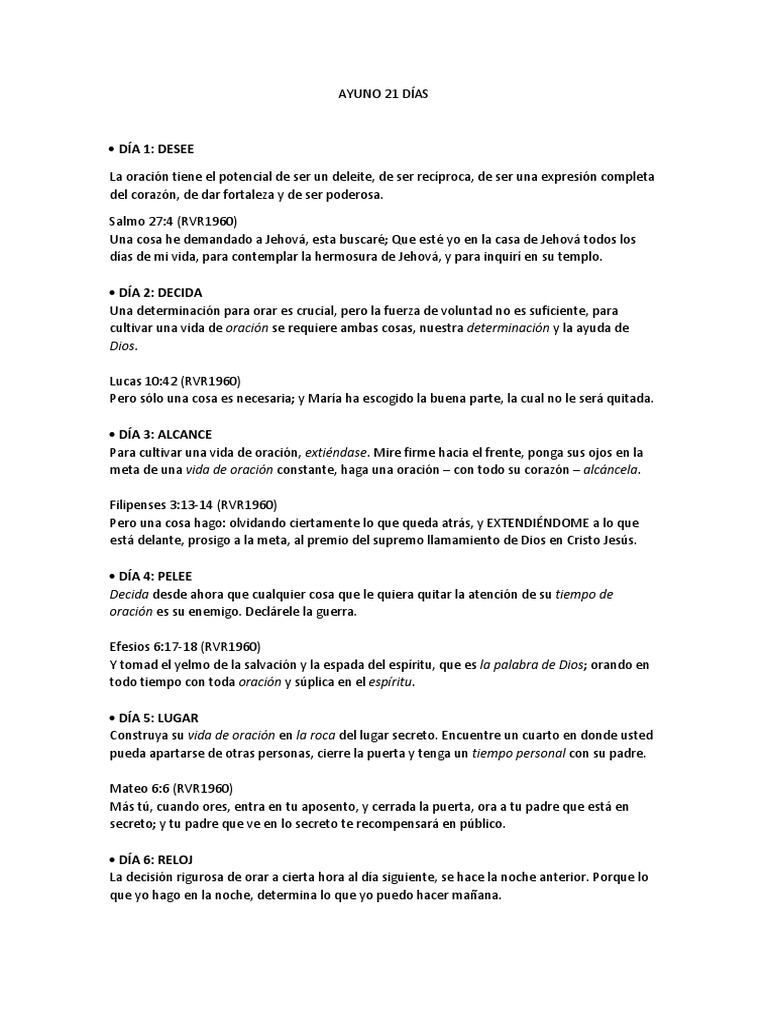 Guía de Ayuno y Oración 21 Días | PDF
