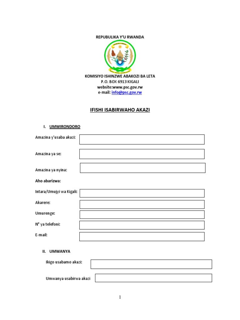 Application Form Kinyarwanda Pdf