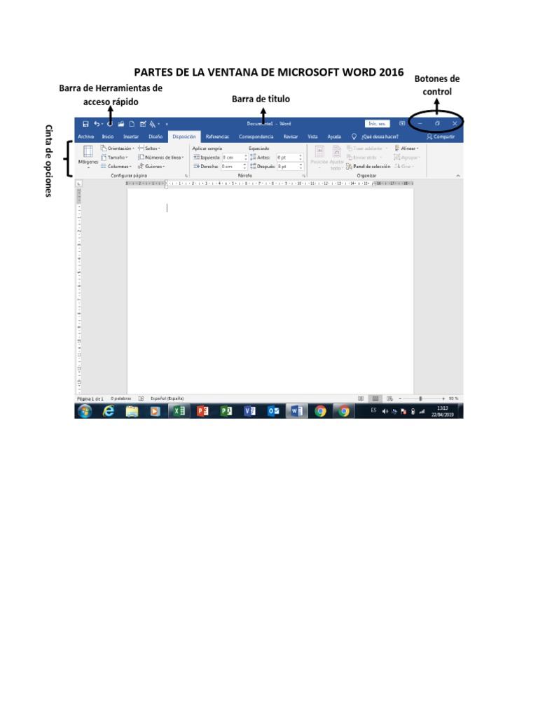 Partes de La Ventana de Microsoft Word 2016 | PDF
