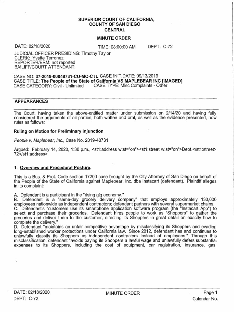 Ruling On Motion For Preliminary Injunction | PDF