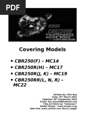 CBR250 Maintenance Guide | PDF | Technology & Engineering