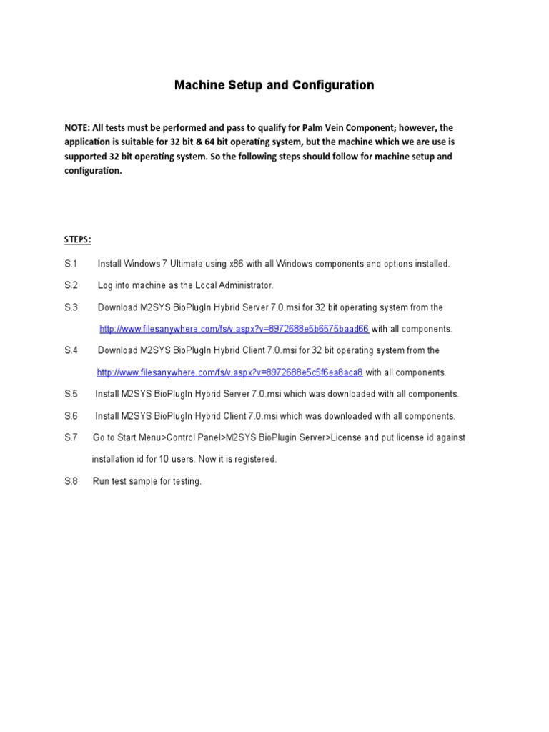 Machine Setup for M2SYS BioPlugin | PDF | Computers