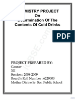B B SE .C Om: Chemistry Project On Determination of The Contents of Cold Drinks
