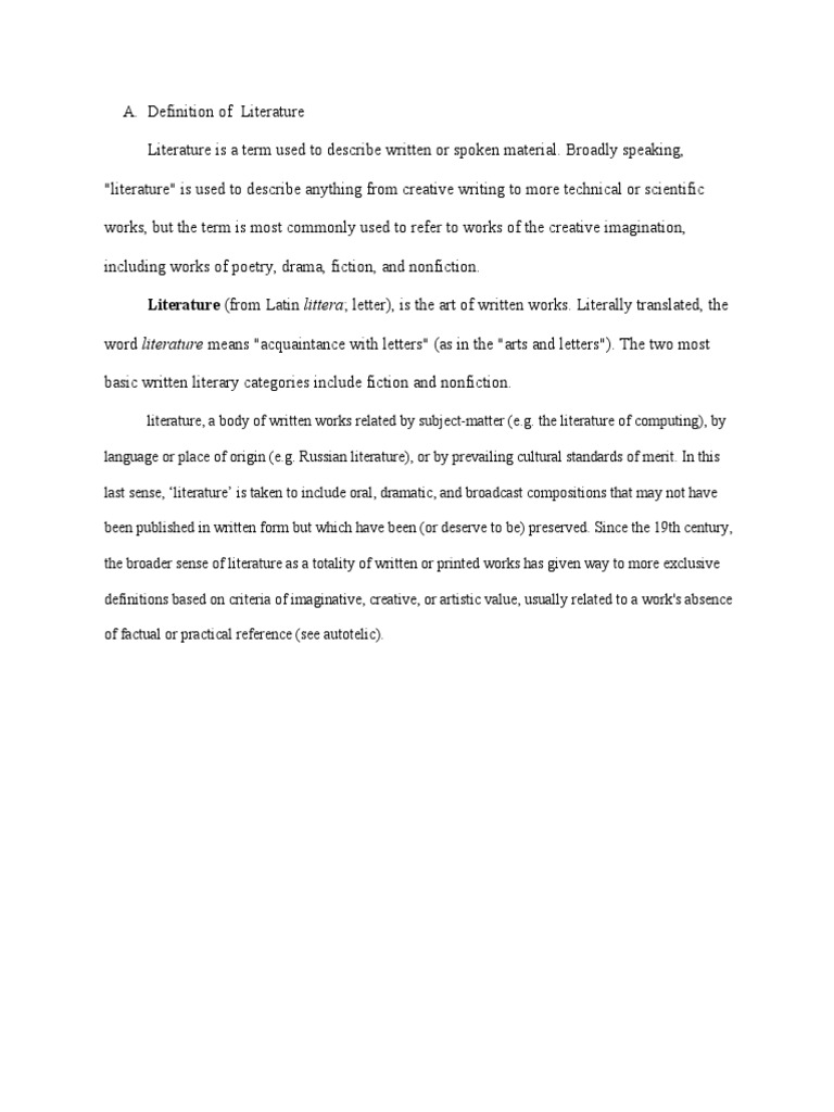 Definition of Literature | PDF