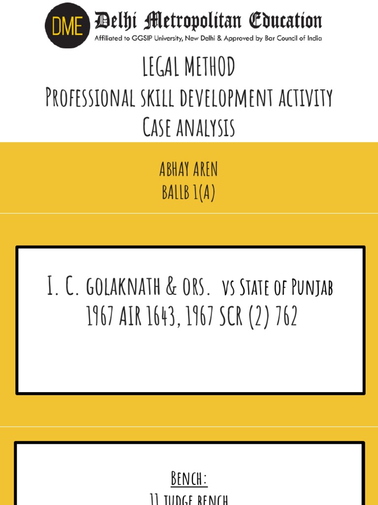 I. C. Golaknath Case Analysis PDF