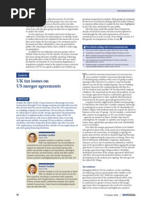 11-09 2016 - UK Tax Issues or US Merger Agreements