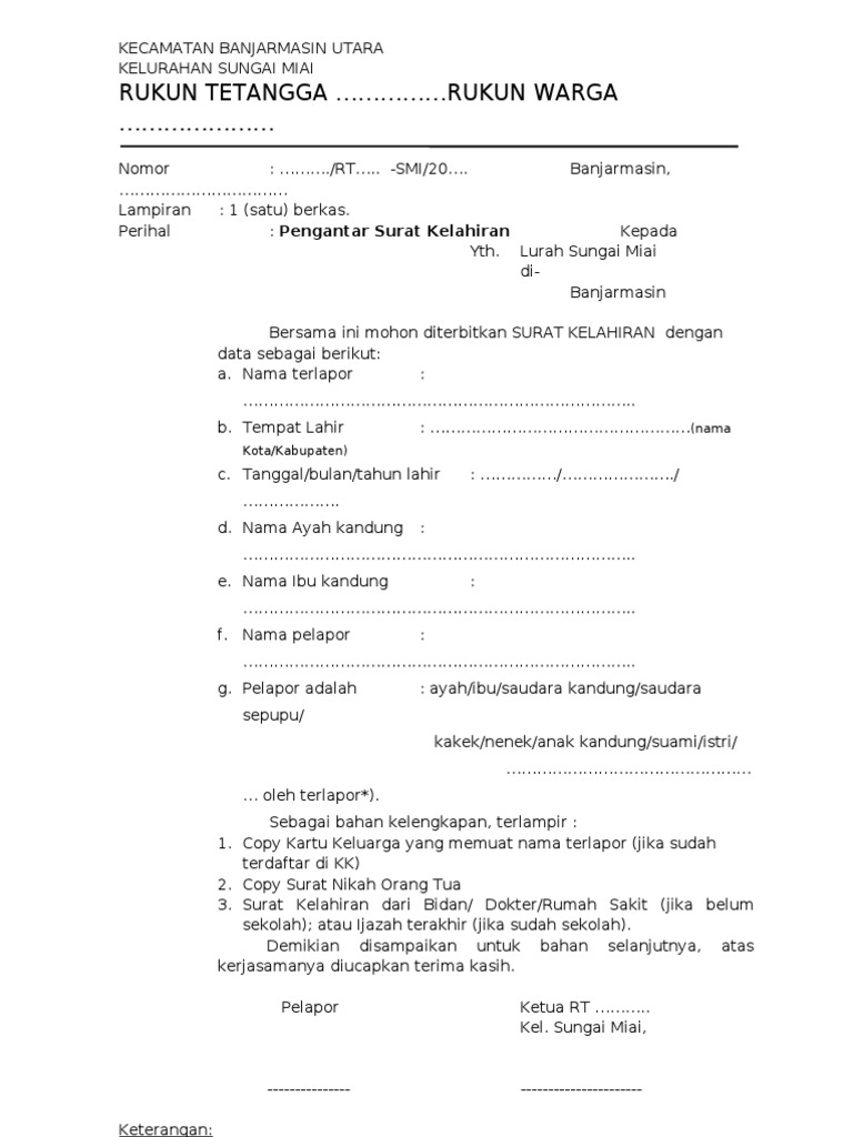 Form Pengantar Rt