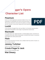 The Beggar's Opera_Character List
