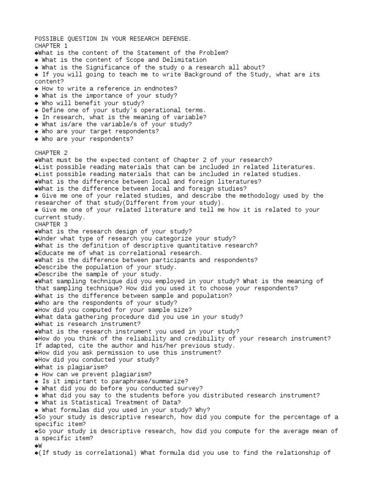 Defense Question Pdf