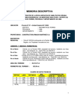 MEMORIA DESCRIPTIVA DE HABILITACION VIA REGULARIZACION