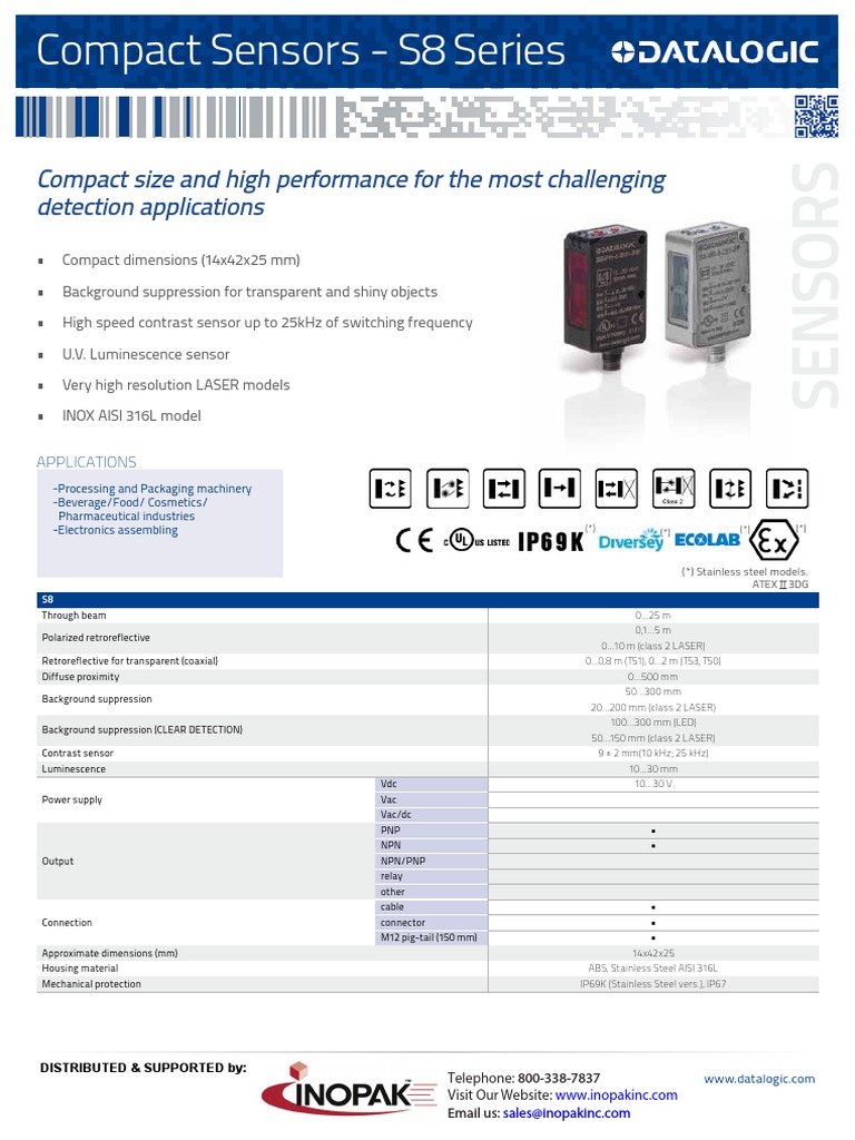 Datalogic S8 Series Sensor Overview | PDF