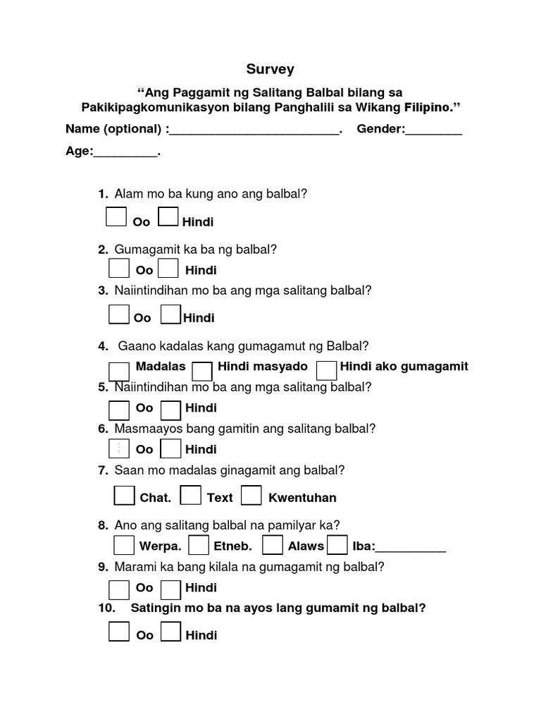 Thesis Survey On Balbal | PDF