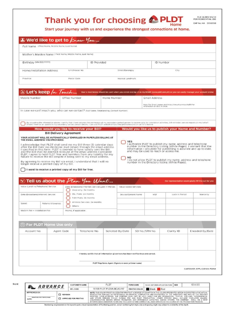 Pldt customer application form pdf pdf