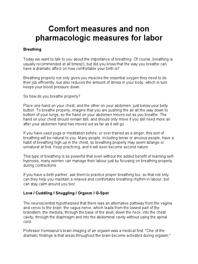 Comfort Measures And Non Pharmacologic Measures For Labor