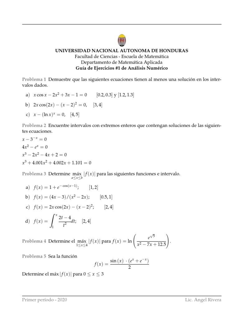 Guia De Ejercicios 1 Analisis Numerico Ipac Relaciones Matematicas Fisica Aplicada E Interdisciplinaria