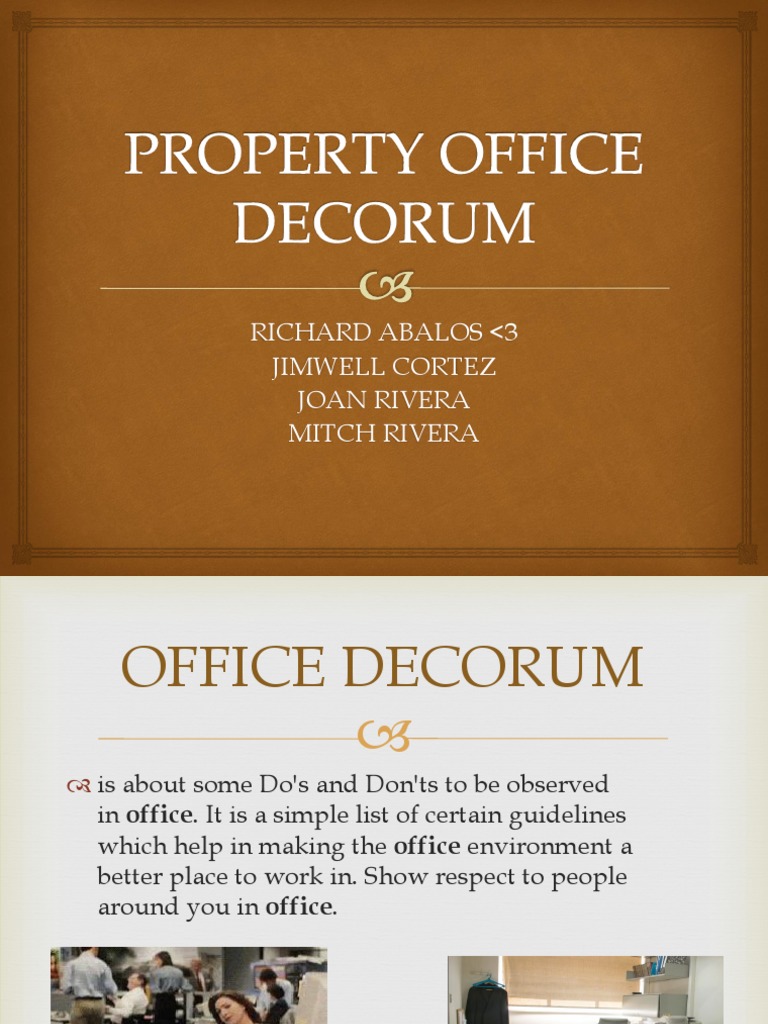 Property Office Decorum PDF Etiquette Psychological Concepts