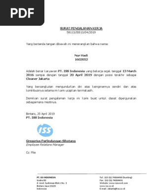 Surat Pengalaman Kerja Pdf