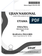 BOCORAN UJIAN NASIONAL TAHUN PELAJARAN 2015 - 2016 UTAMA SMA - MA PROGRAM STUDI IPS. BAHASA INGGRIS Rabu, 6 April 2016