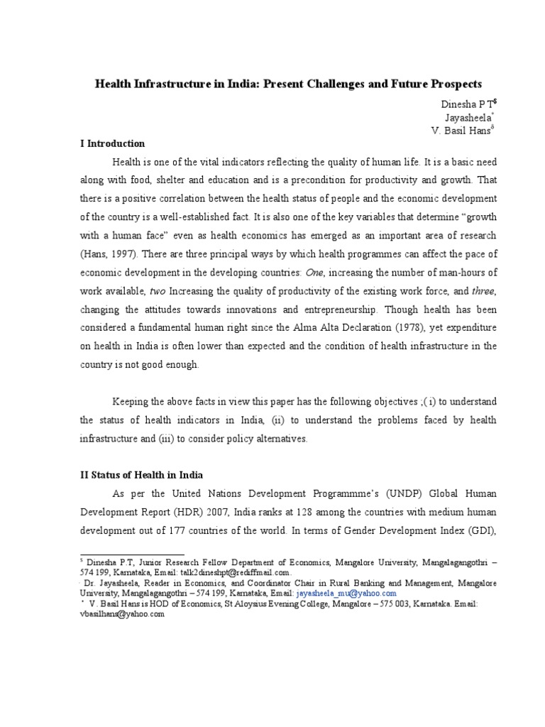 Health Infrastructure in India Present Challenges and Future Prospects ...