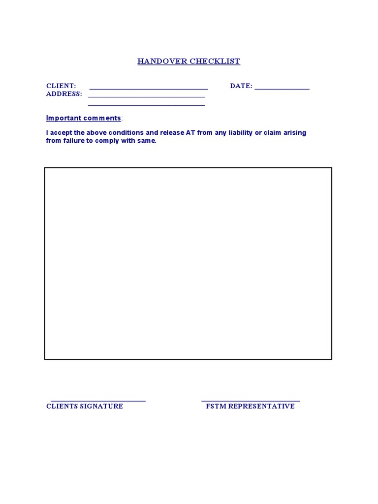 Client Handover Checklist Template | PDF