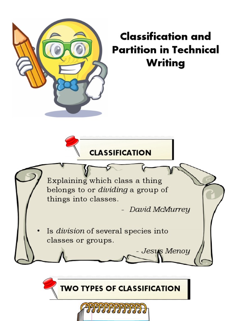 Classification and Partition in Technical Writing