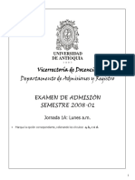 Examen 2008 Jornada 1A Examen Admision Universidad de Antioquia UdeA Blog de La Nacho