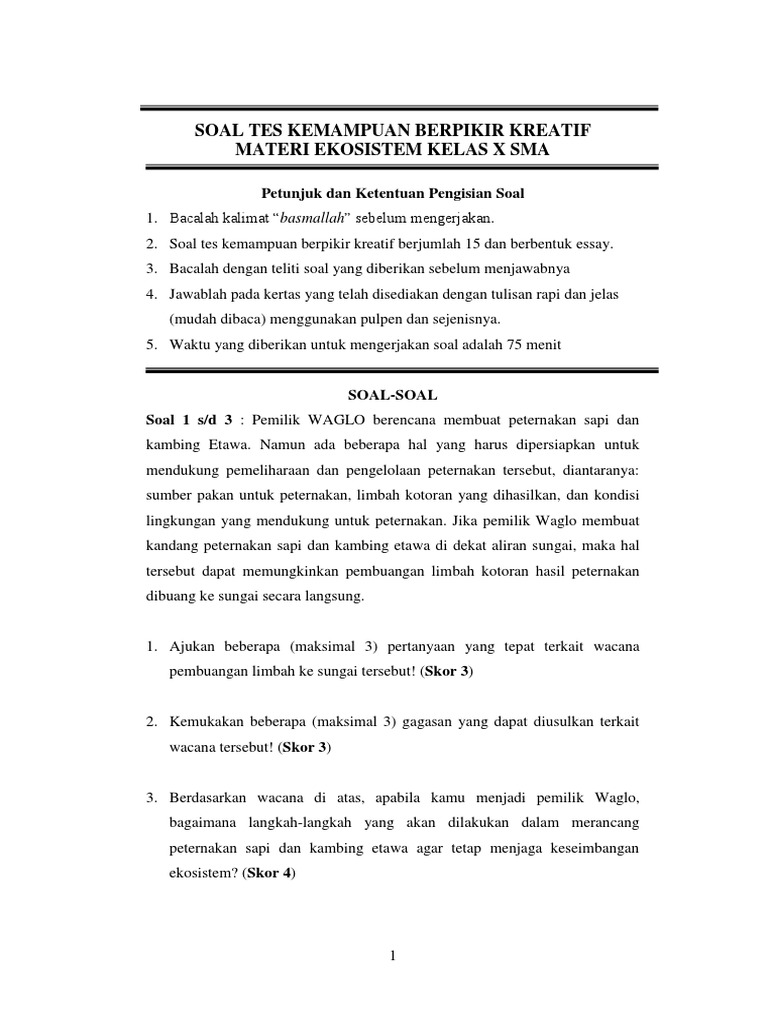 Contoh Soal Ekosisitem Docx