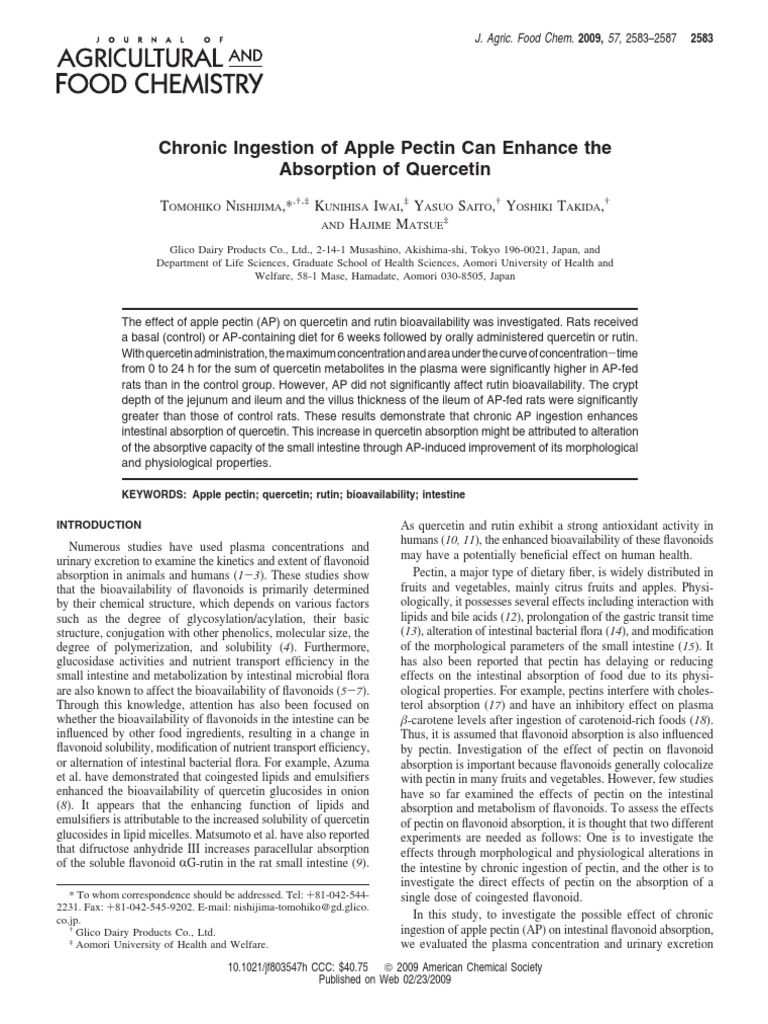 Chronic Ingestion of Apple Pectin Can Enhance The Absortion of