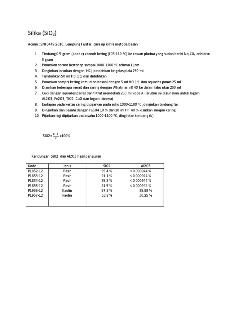 SiO2 Dan Al2O3 Serta Logam Lainnya | PDF
