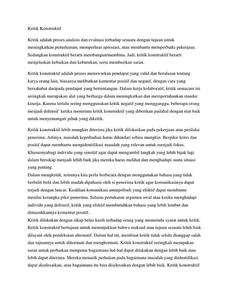 Kritik Konstruktif Pdf