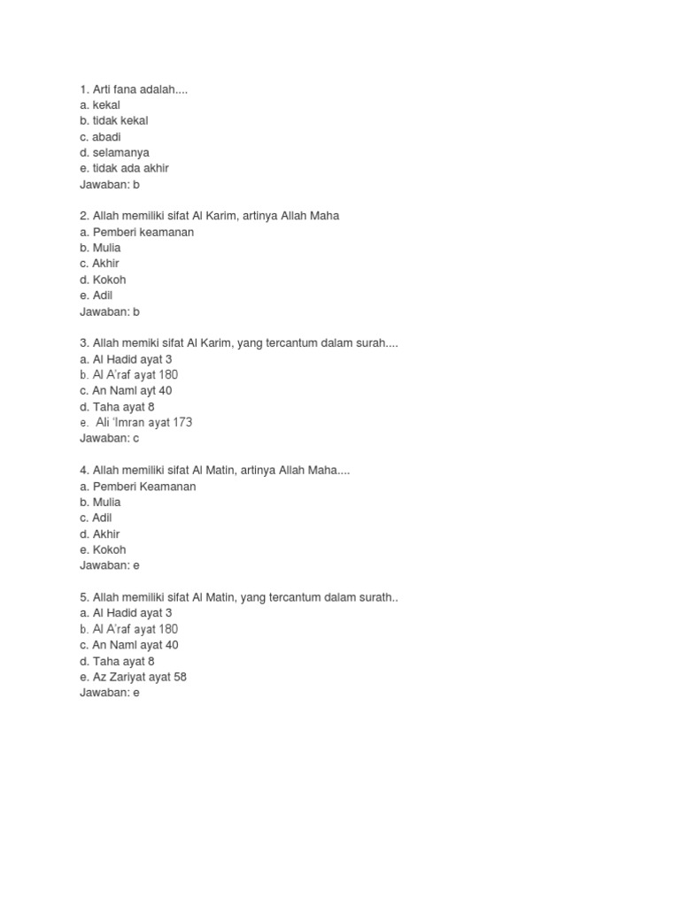 Soal Agama X