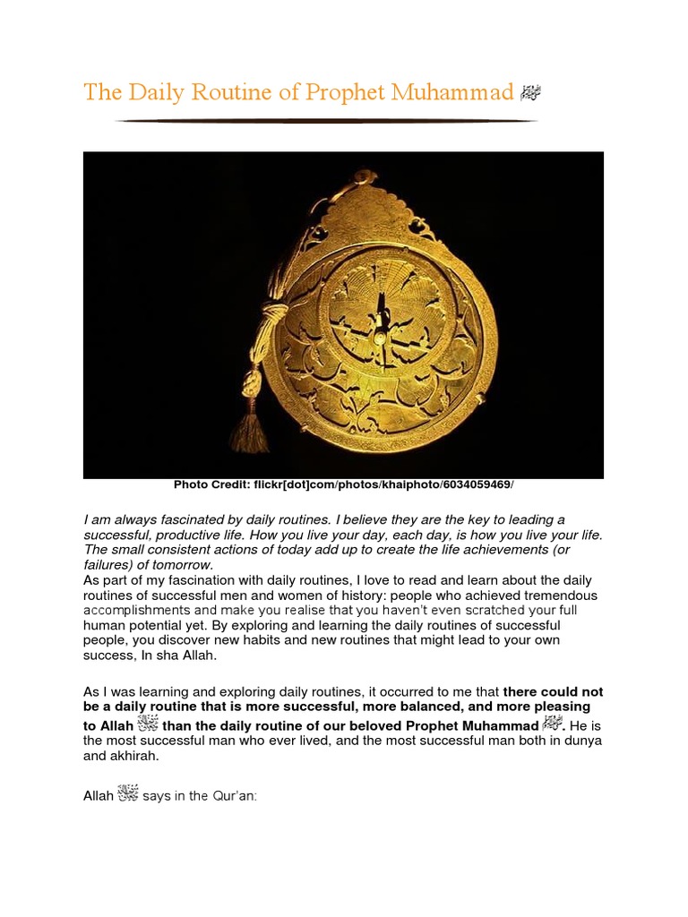 Daily Routine of Prophet Muhammad | PDF | Muhammad | Islamic Ethics