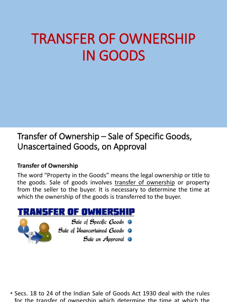 Transfer of Ownership in Goods | PDF | Financial Transaction | Sales