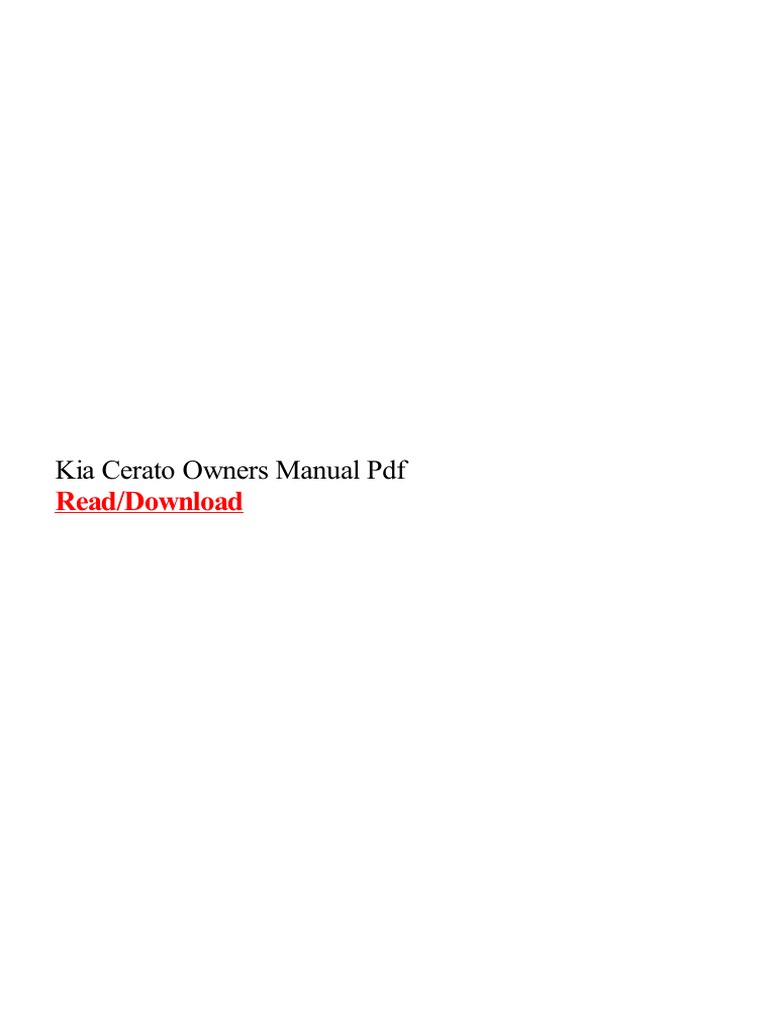Kia Cerato Owners Manual PDF PDF