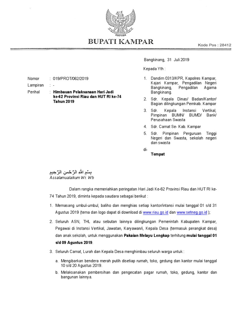 Contoh Surat Himbauan Bupati