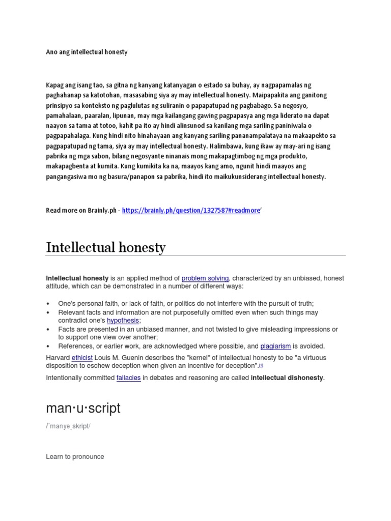 Ano Ang Intellectual Honesty Pdf