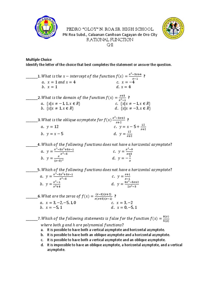 Rational Function g-11 | PDF
