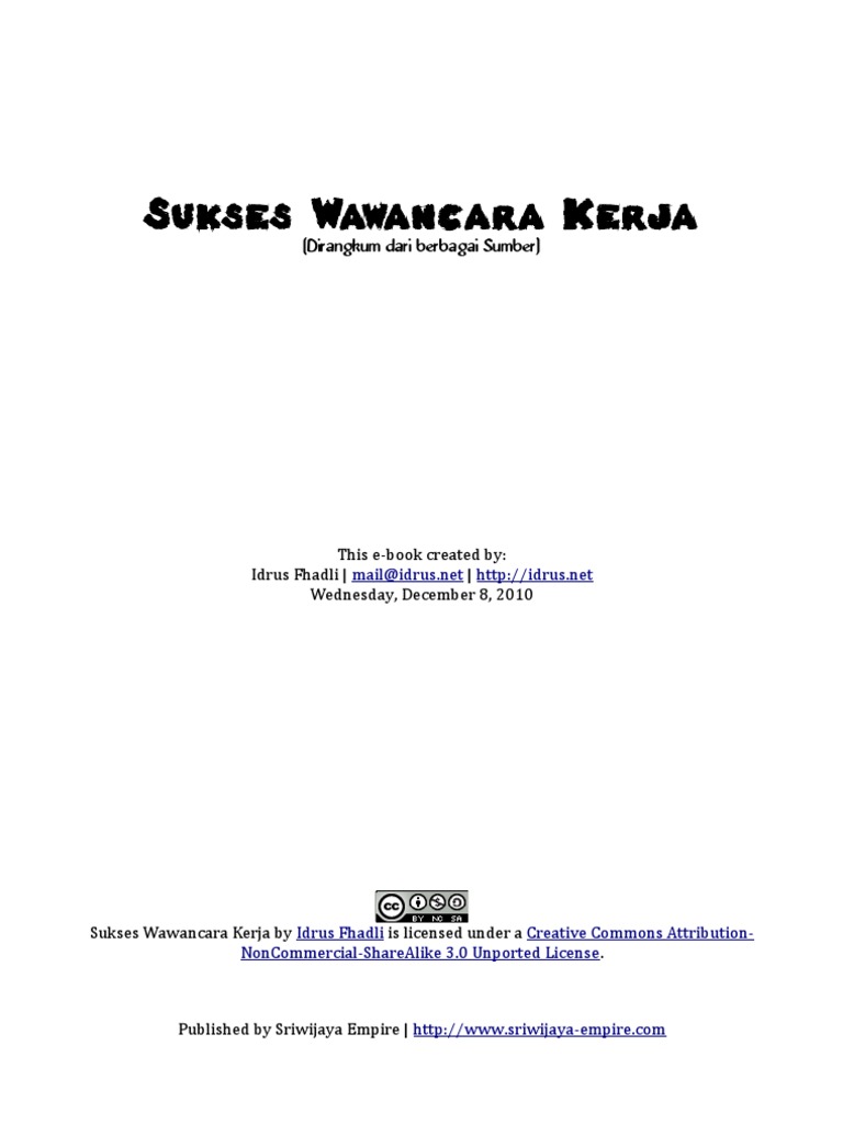 Sukses Wawancara Kerja Http Idrusnet