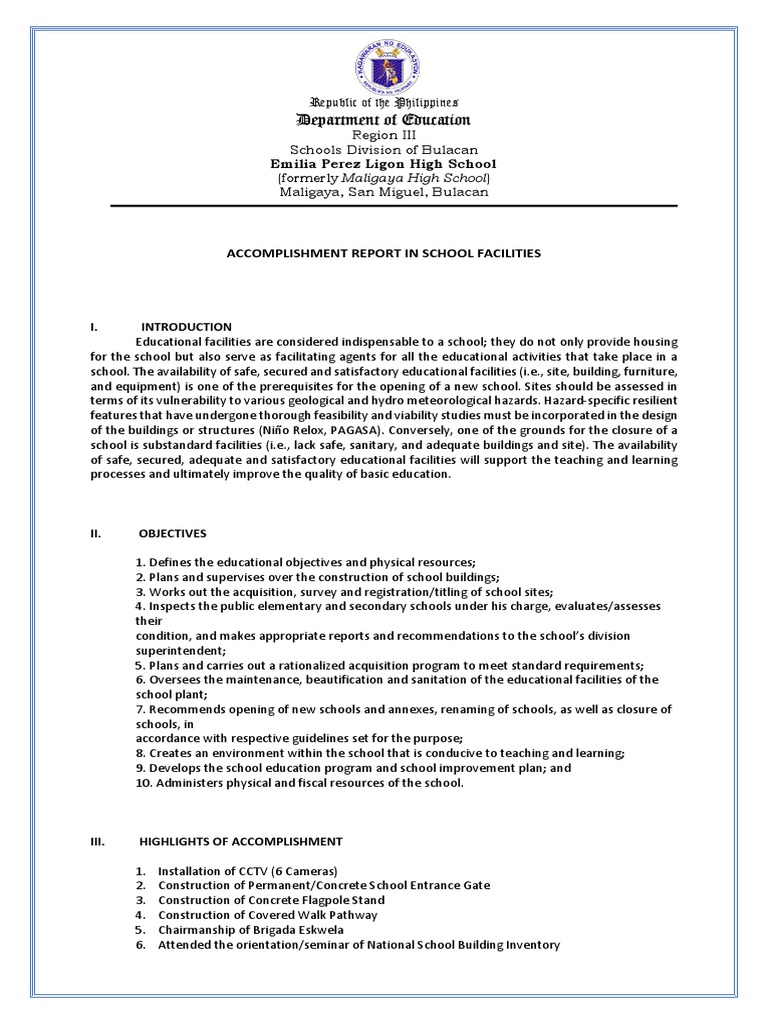 Acr School Facilties | PDF