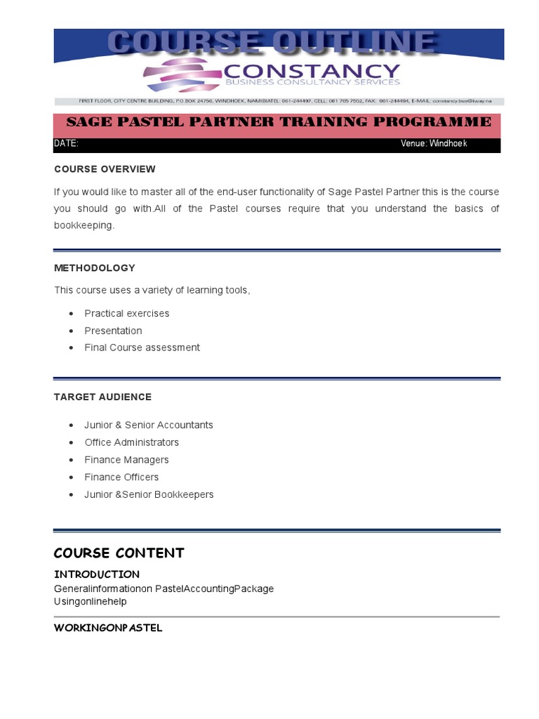 Sage Pastel Partner Training Course | PDF | Career & Growth | Business