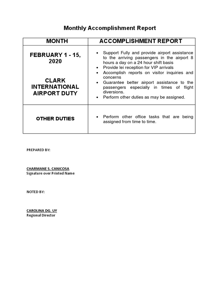 Accomplishment Report Template | PDF | Business