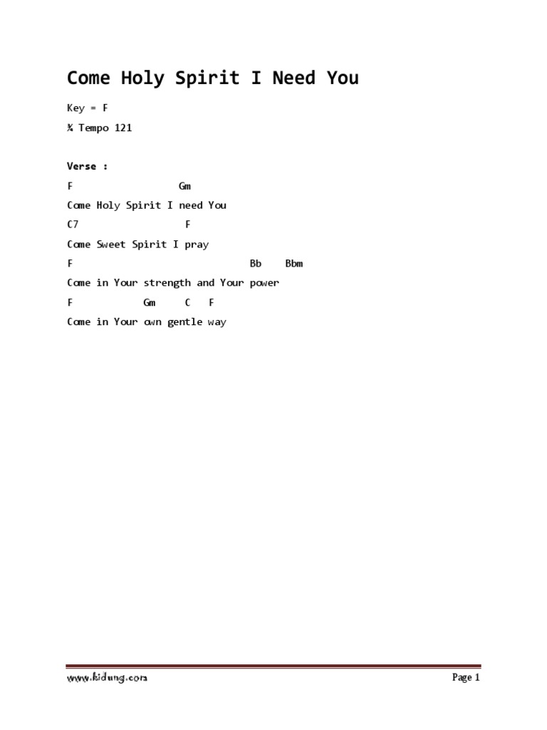 Come holy spirit i need you pdf pdf
