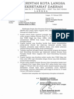 Surat Sekretaris Daerah No 356 Tentang Usulan Program Kegiatan Renja Tahun 2021