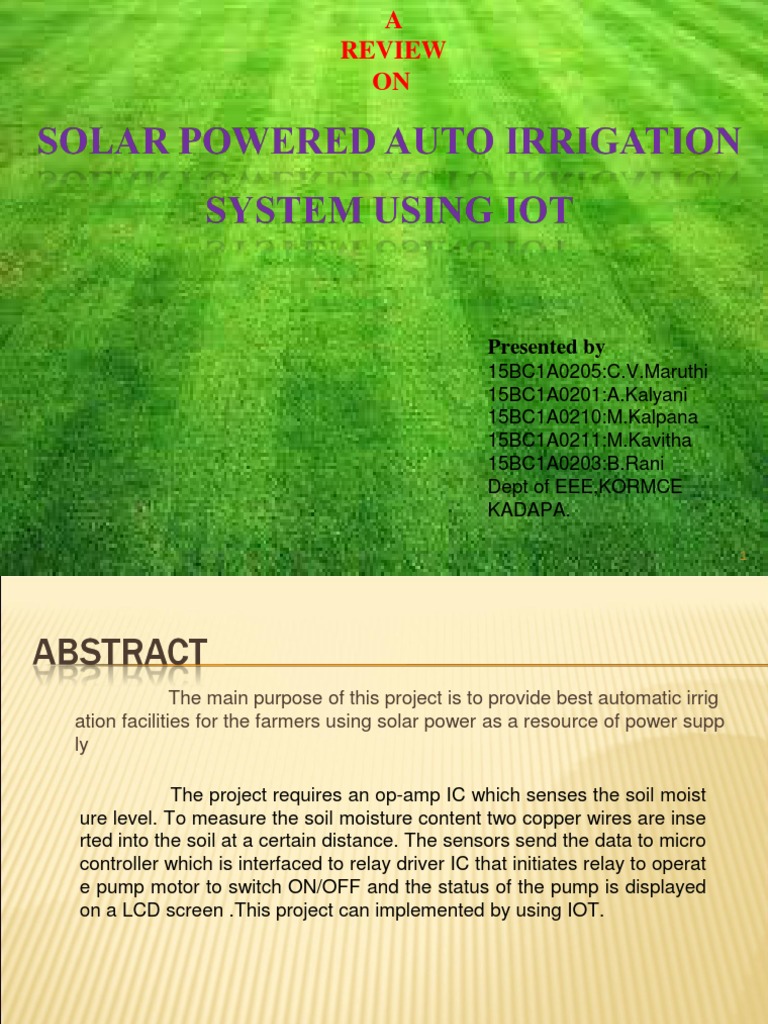 Solar Powered Auto Irrigation System PDF