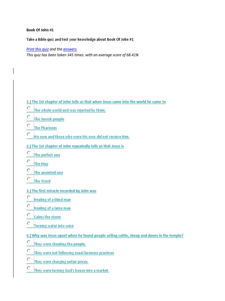 Book Of John Test Pdf