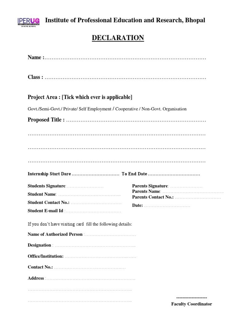 Declaration Form PDF | PDF