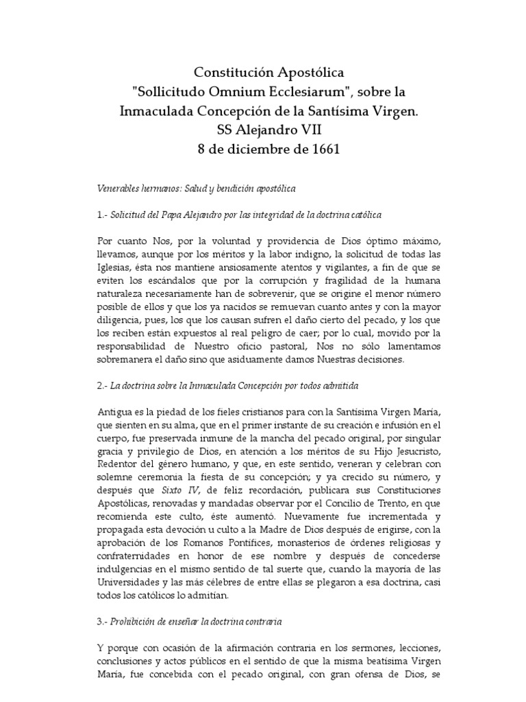 1661 Alejandro VII SOLLICITUDO OMNIUM ECCLESIARUM PDF María