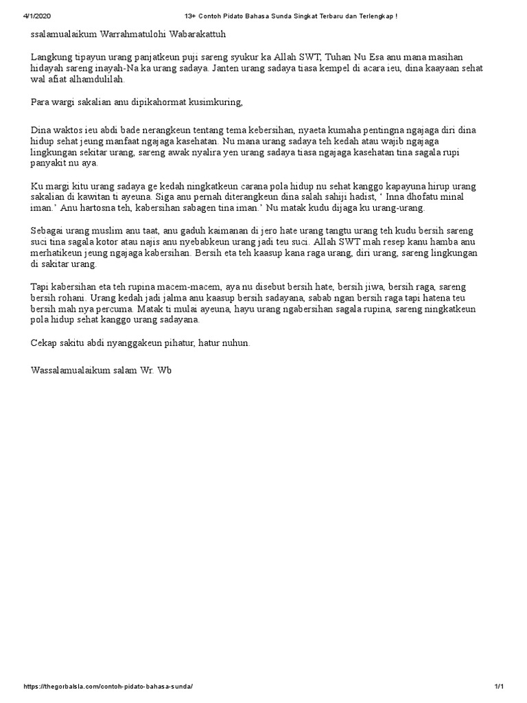 13+ Contoh Pidato Bahasa Sunda Singkat Terbaru Dan Terlengkap ! PDF PDF