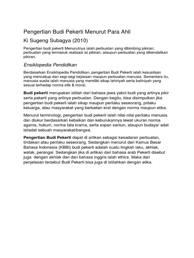 Pengertian Budi Pekerti Pdf