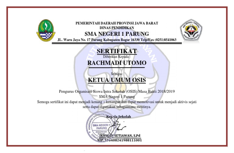 Sertifikat Osis